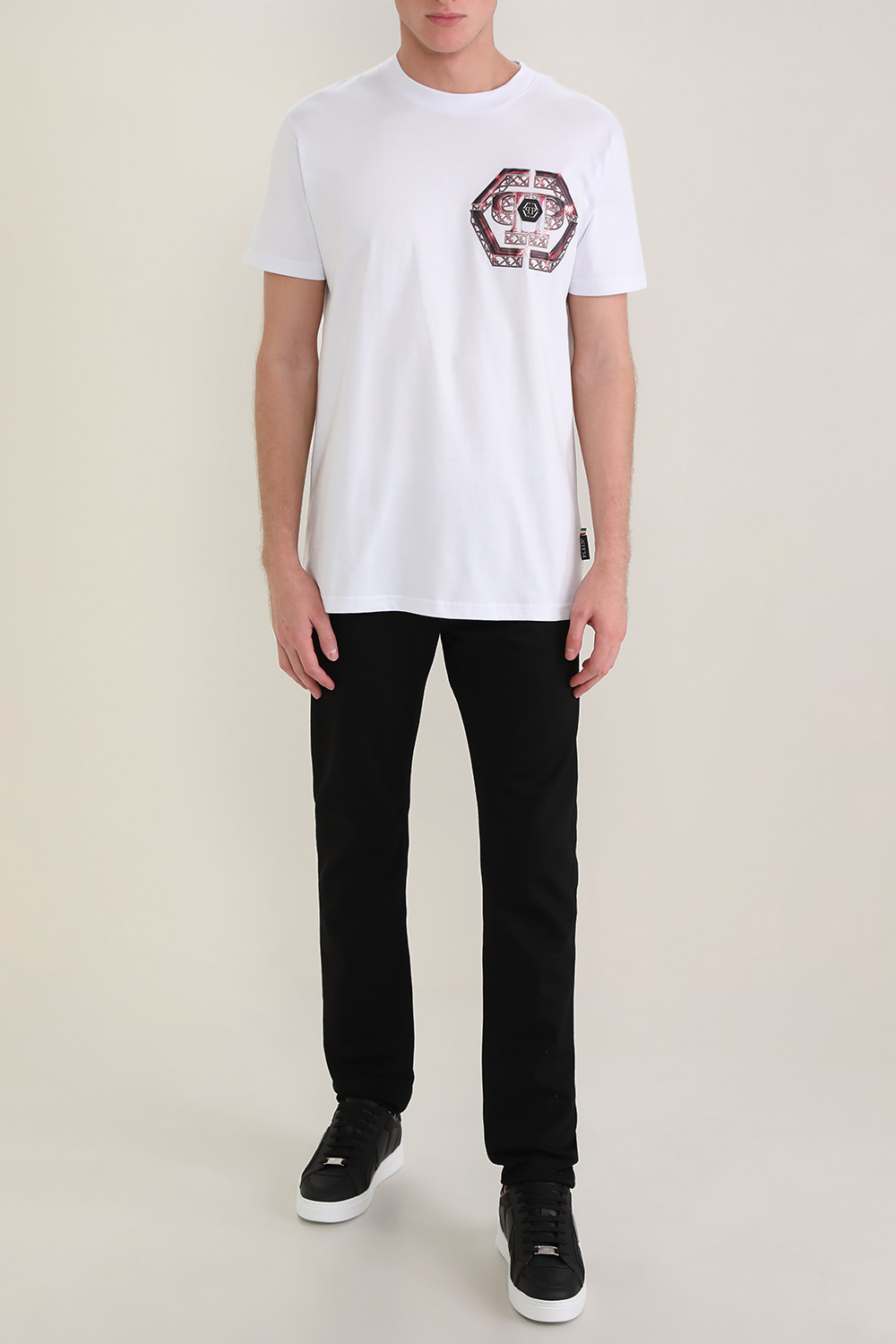 חולצת לוגו טי עם הדפס מפלצות מאחור